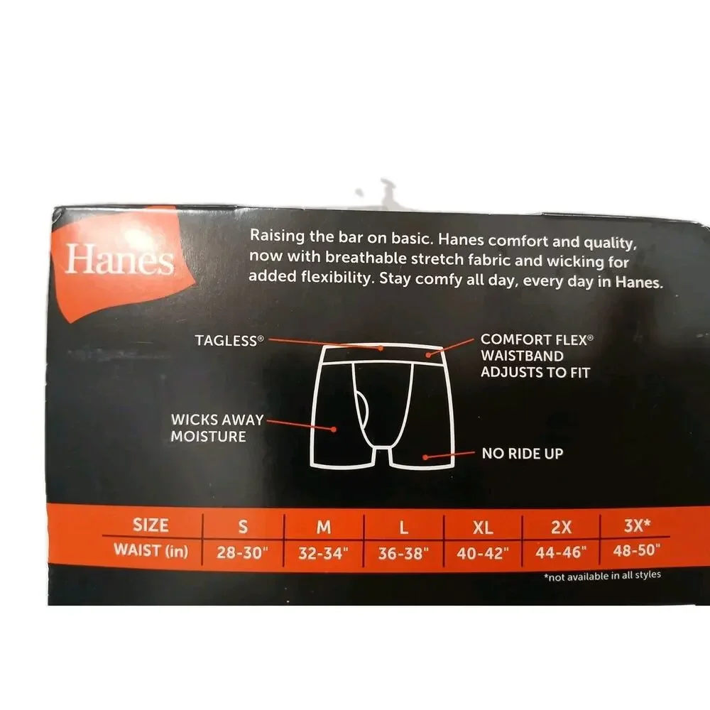 Hanes 3 Pc Boxer Briefs‎ X-Temp Comfort Stretch 2XL Black Gray Cool Odor Control